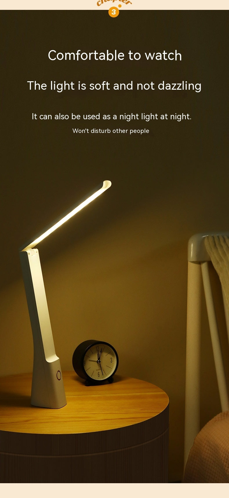 Rechargeable Folding Touch Table Lamp LED Eye Protection Learning Light